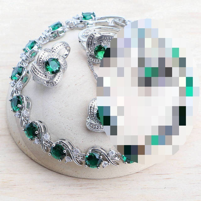 Blue Zirconia Women Jewelry Sets 925 Sterling Silver Wedding