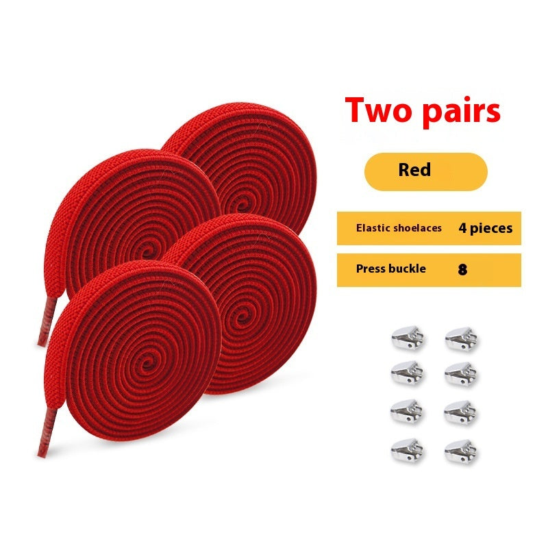 Shoelace For Lazy People Lace-free Rope Elastic Children's Flat Buckle Tie-free White Shoes Men's And Women's Fixed White