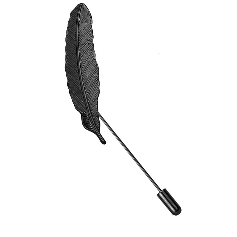 Men's Feather Brooch Academic Style Boutonniere Suit Leaf