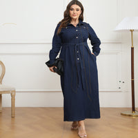 V-neck Cardigan Washed Denim Dress For Women