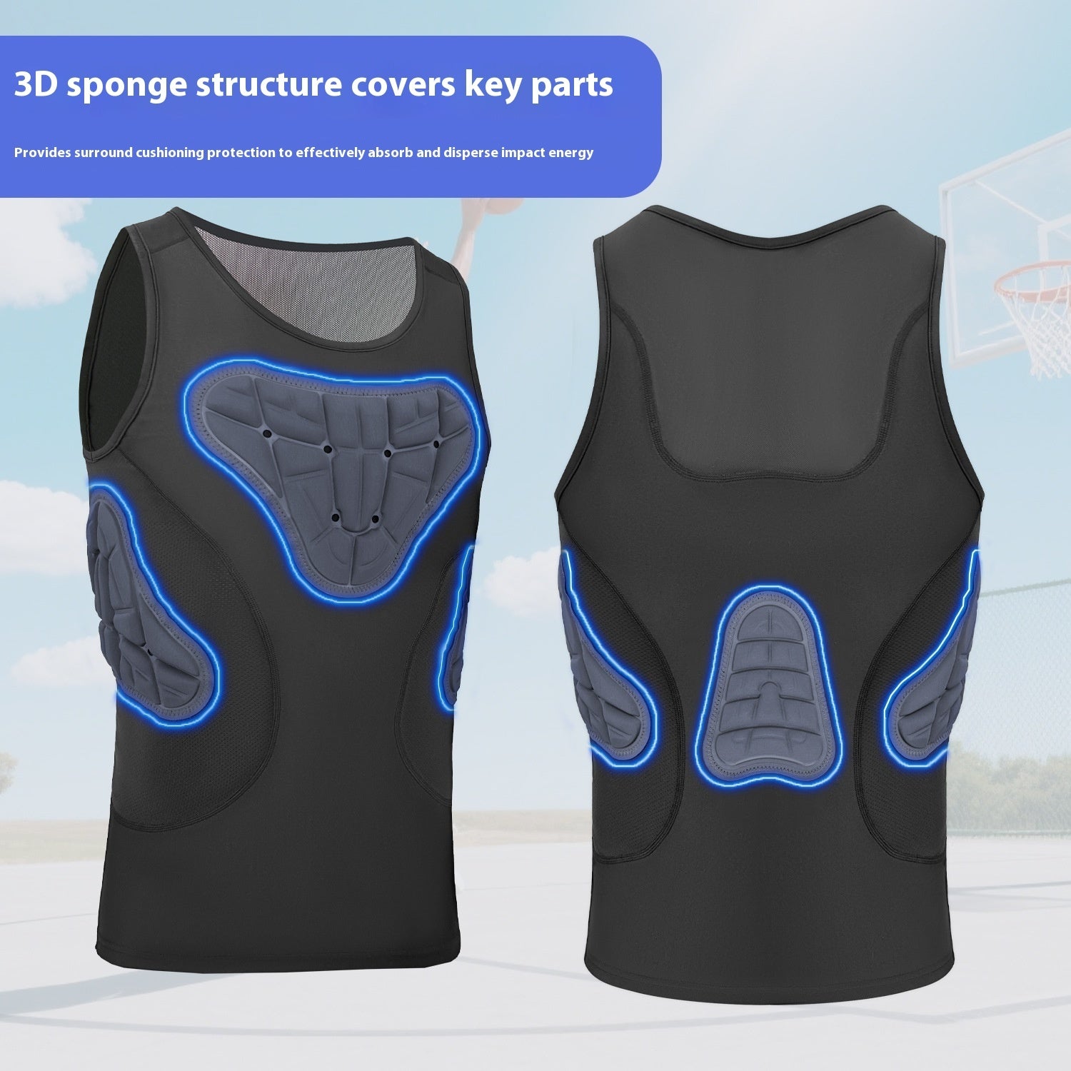 Basketball Anti-collision Tight Vest Men's Professional Sports Football Rib Protective Gear