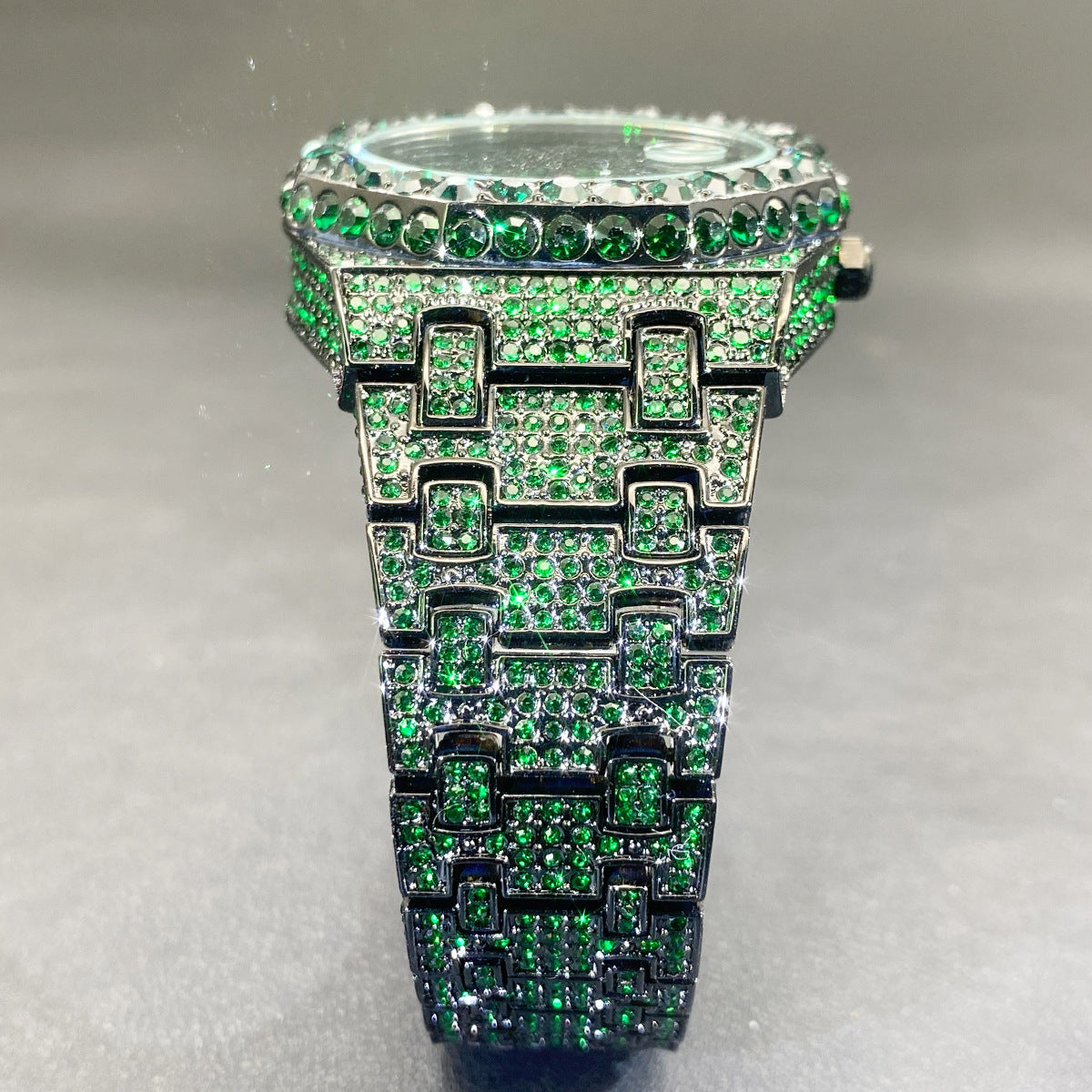 Full Diamond Blue Diamond Hip Hop Niche Luminous Pointer Quartz Men's Watch