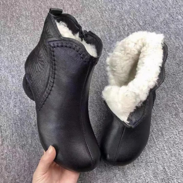Winter Soft-soled Anti-slip Chunky Heel Warm Fleece-lined Cold-proof Boots