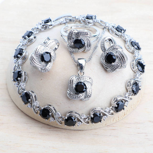 Blue Zirconia Women Jewelry Sets 925 Sterling Silver Wedding