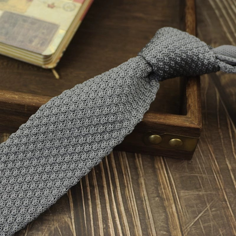 Narrow Woolen College Style Knitted Tie For Men And Women