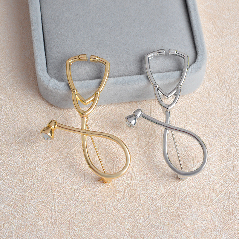 Doctor Stethoscope Brooch Oil Dripping Alloy Pin