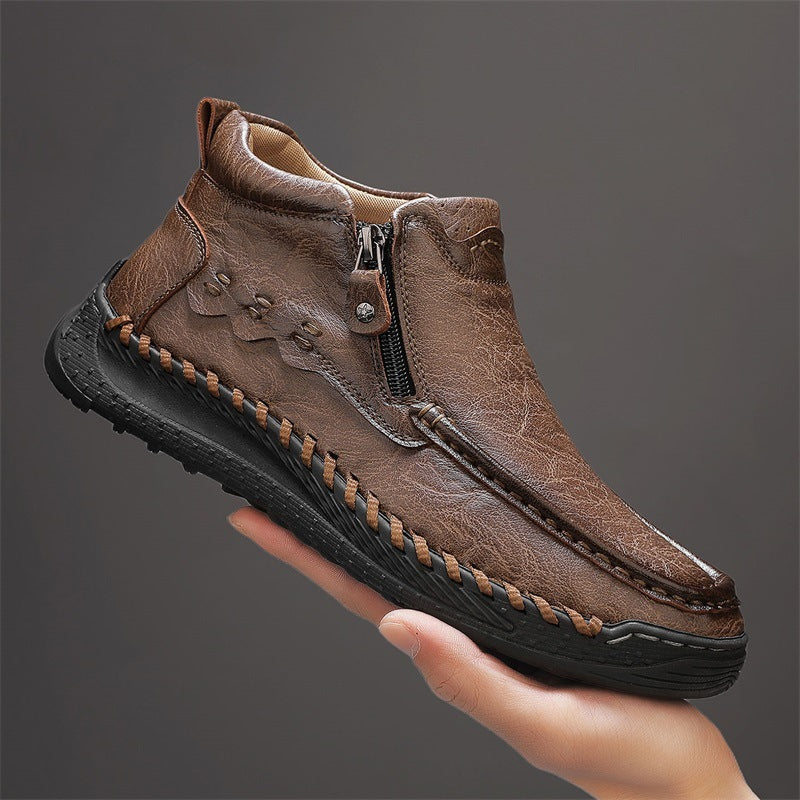 Men's Large-size Casual Hand-sewn Retro Work Boots