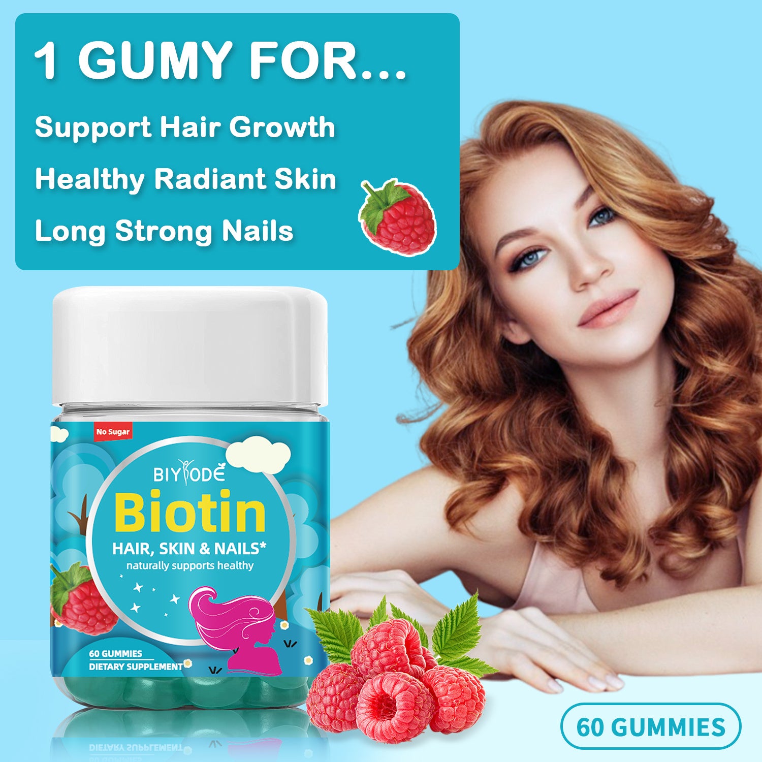 OEM ODM Ready Stock Fast Shipping Biotin Gummies Boost Immunity Power Skin Hair & Nail Health Multi Vitamin Supplement