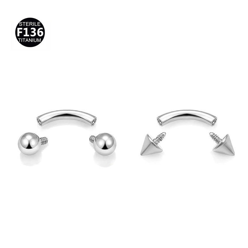 F136 Titanium Alloy Internal Thread Double Head Bending Rod Eyebrow Ring