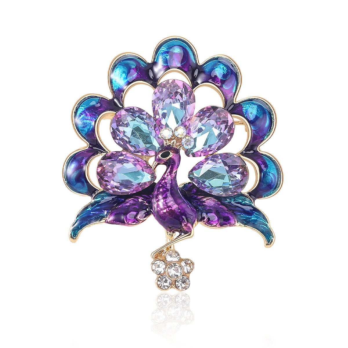 Diamond Peacock Brooch Female Corsage Pin Accessories Fashion